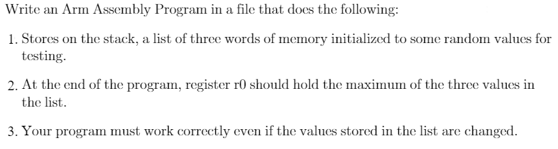 Solved 1. Stores on the stack, a list of three words of | Chegg.com