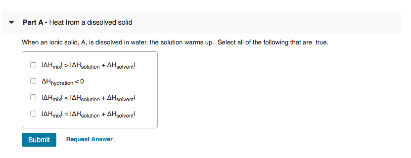 Solved When an ionic solid, A, is dissolved in water, the | Chegg.com