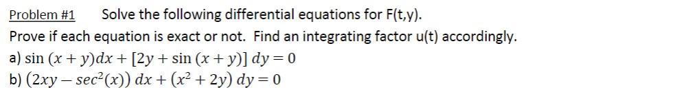 Solved Problem #1 Solve the following differential equations | Chegg.com