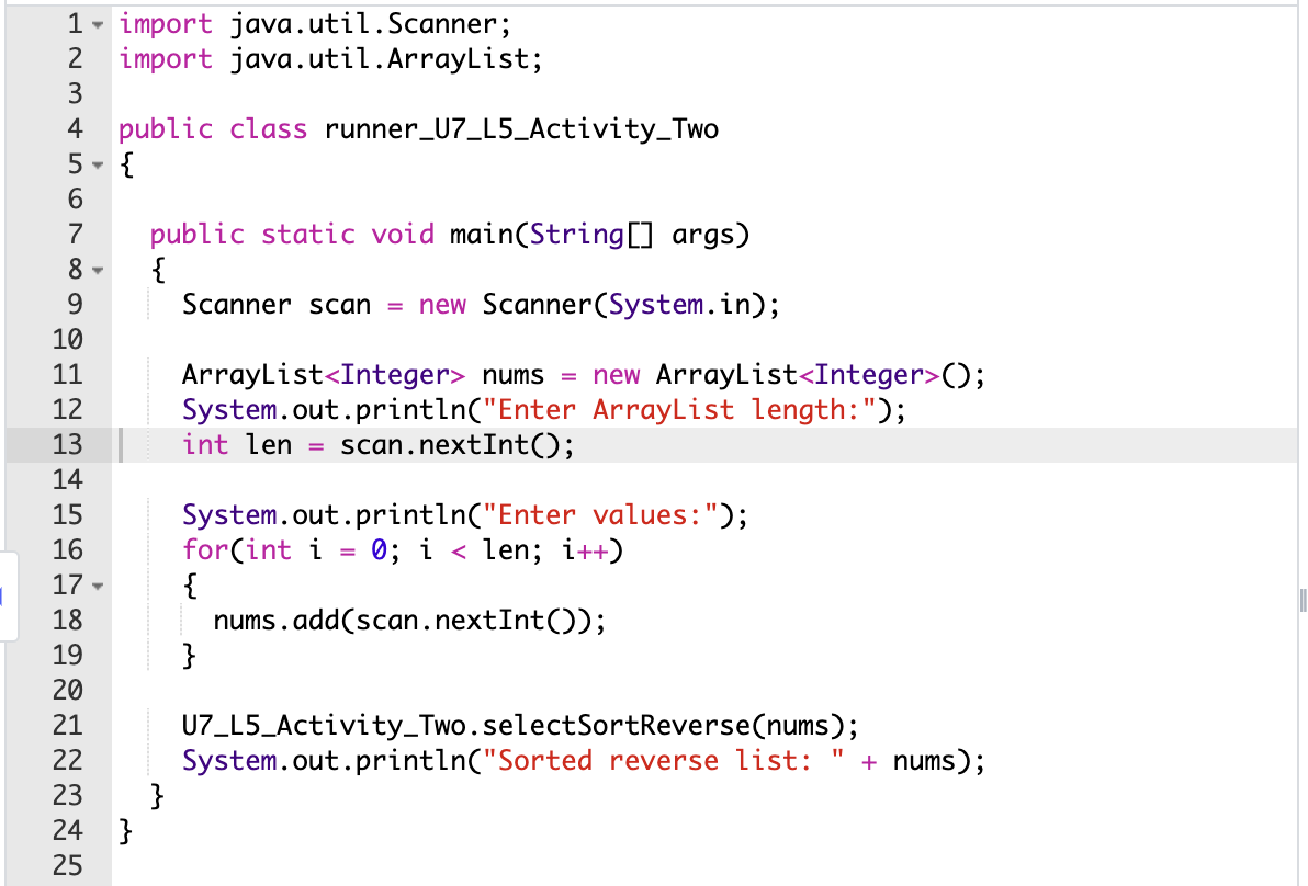 Solved This code should be written in selectSortReverse and | Chegg.com
