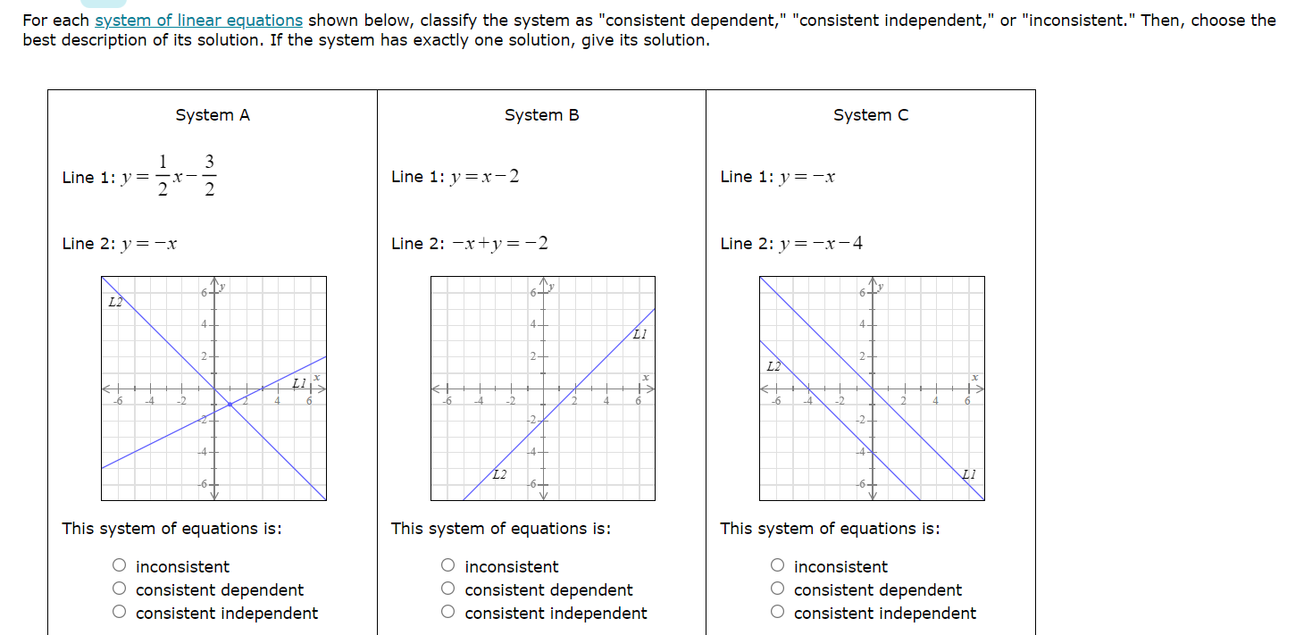 Solved For Each System Of Linear Equations Shown Below, | Chegg.com