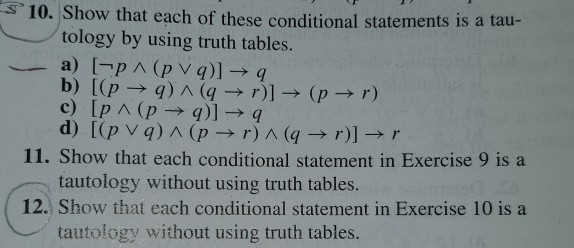 Conditional Statement Is A Tautology Without Using Truth Tables Elcho