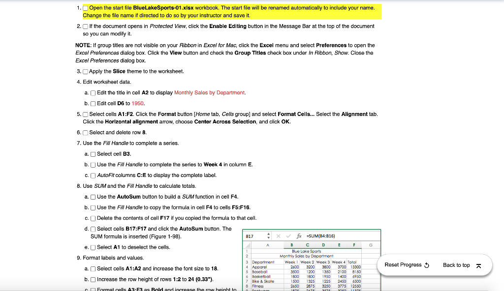 Meningsløs dissipation Hende selv 1. Open the start file BlueLakeSports-01.xlsx | Chegg.com