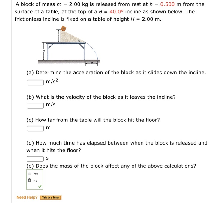 Solved A block of mass m = 2.00 kg is released from rest at | Chegg.com