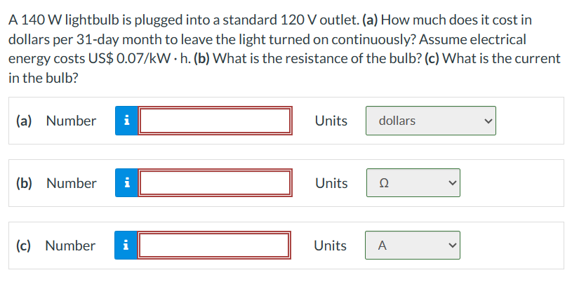 Solved A 140 W lightbulb is plugged into a standard 120 V | Chegg.com