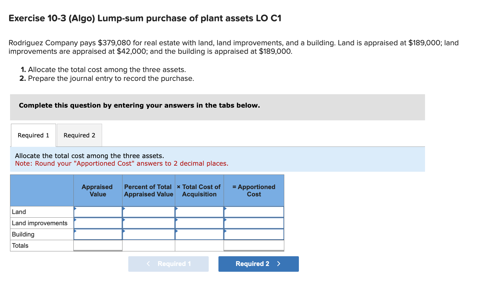 Exercise 10 3 algo lump sum purchase of plant chegg