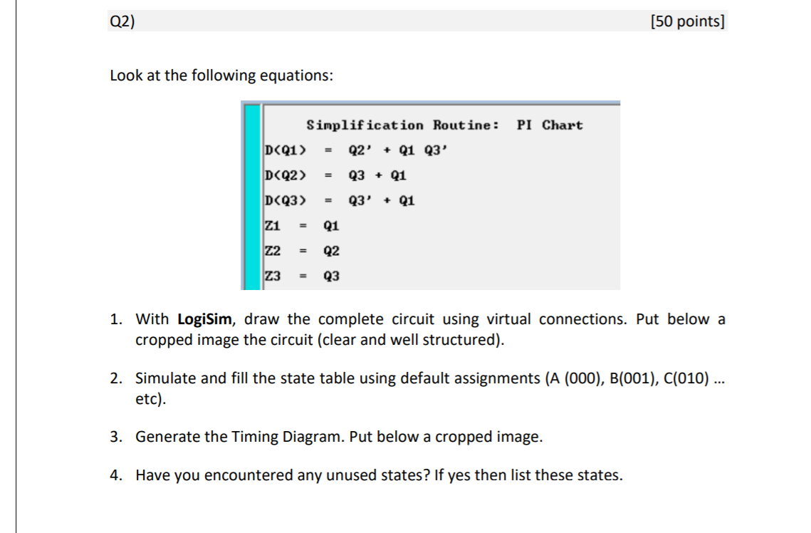 Q2) (50 points) Look at the following equations: PI | Chegg.com