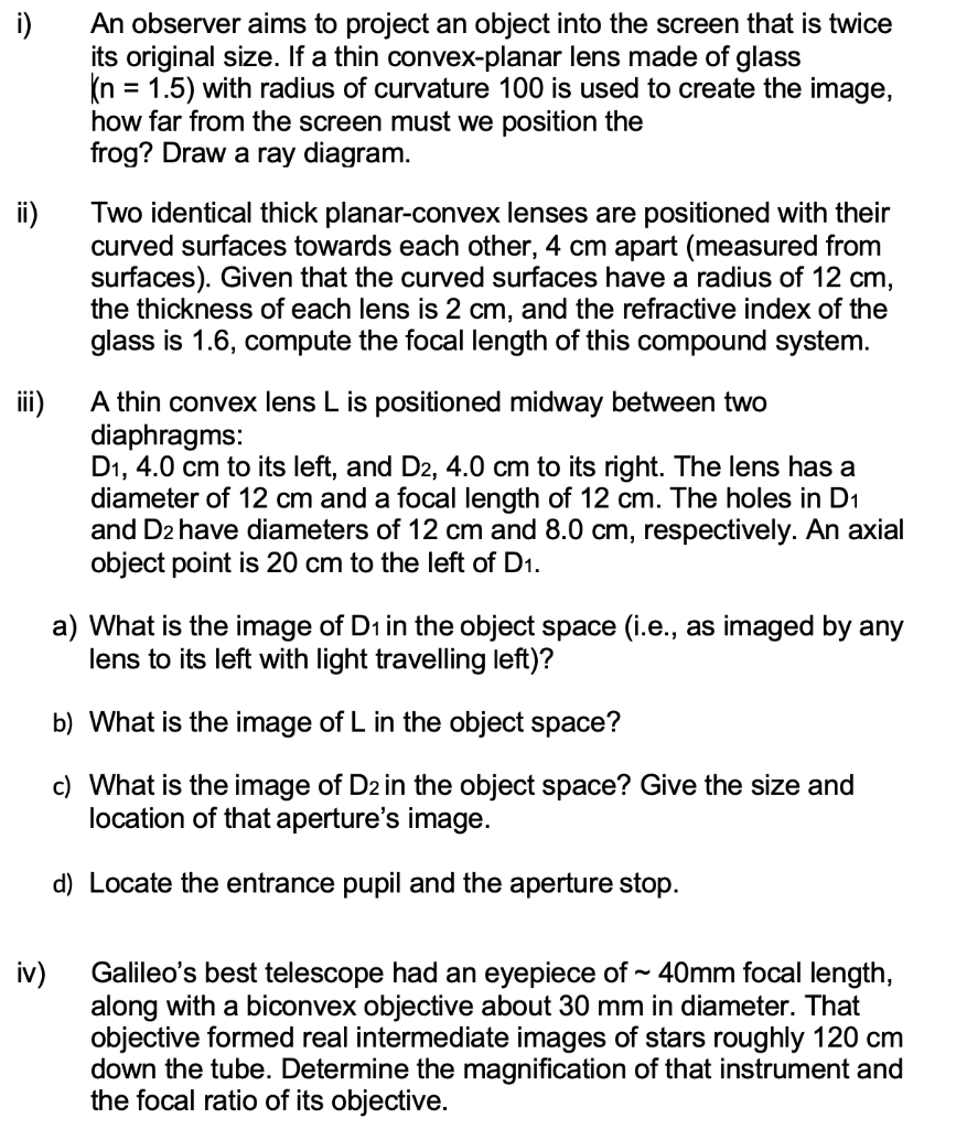 Solved i) An observer aims to project an object into the | Chegg.com