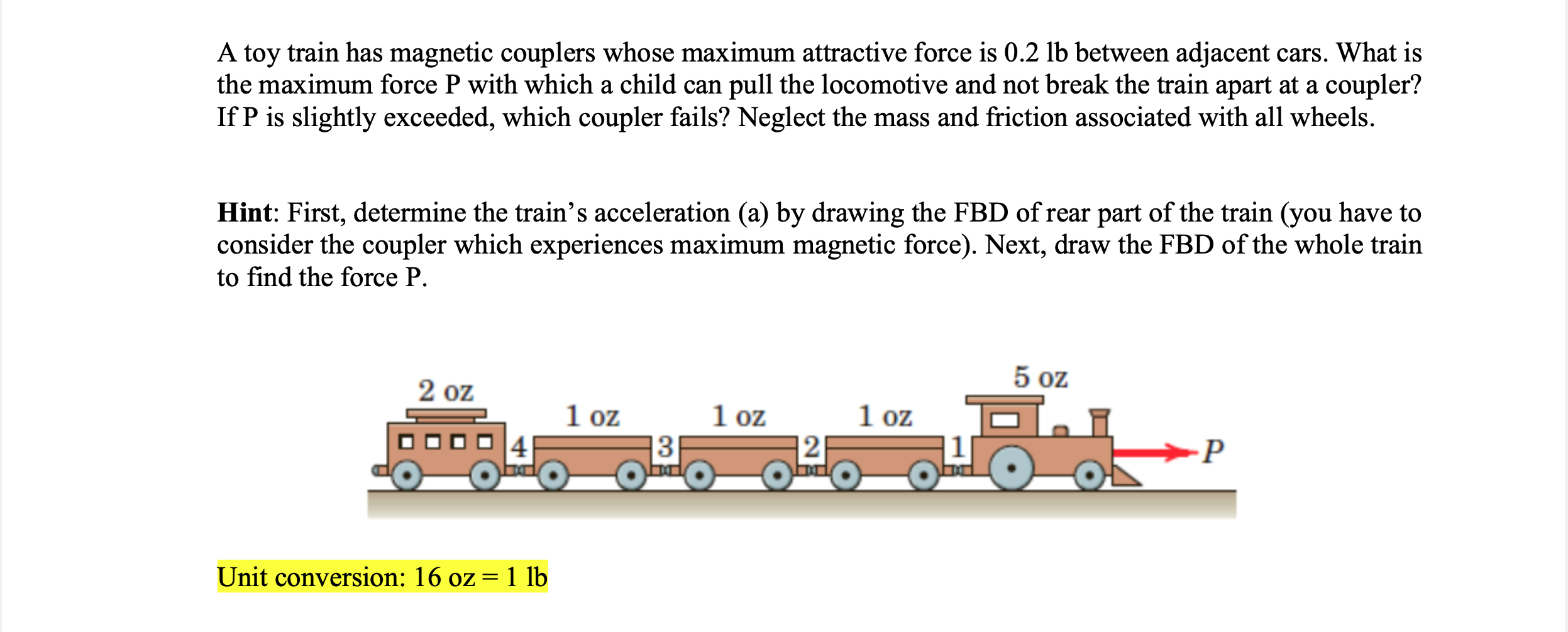Solved A toy train has couplers whose maximum