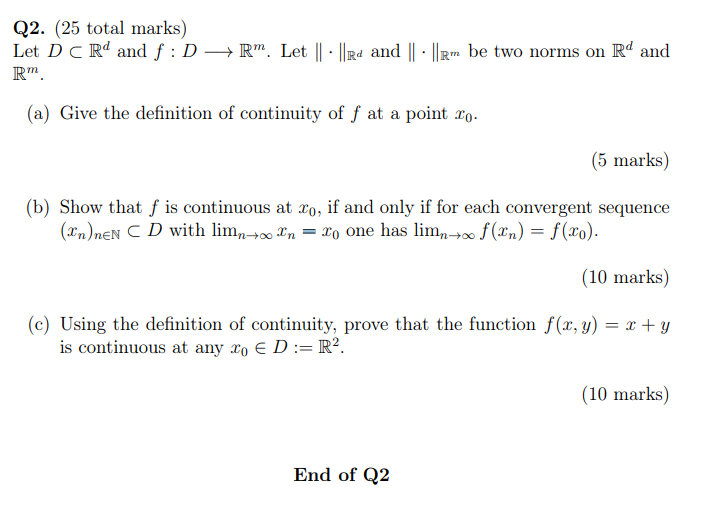 Solved Q2 25 Total Marks Let D Subset Mathbb R 9665