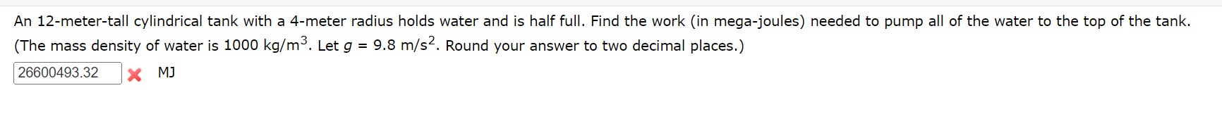 Solved (The mass density of water is 1000 kg/m3. Let g=9.8 | Chegg.com