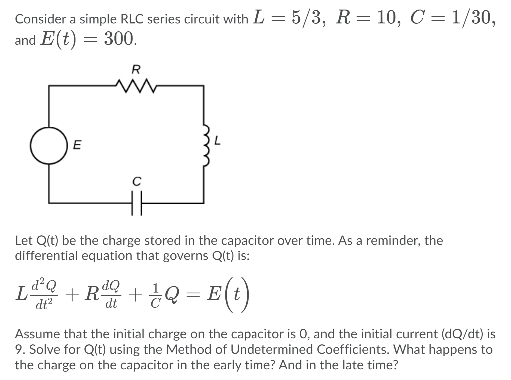 Solved Consider a simple RLC series circuit with L = 5/3, R= | Chegg.com