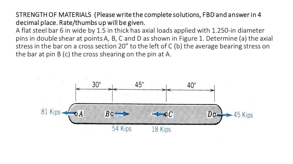 Solved STRENGTH OF MATERIALS (Please write the complete | Chegg.com
