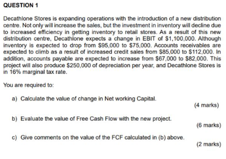 Solved helpQUESTION 1Decathlone Stores is expanding | Chegg.com