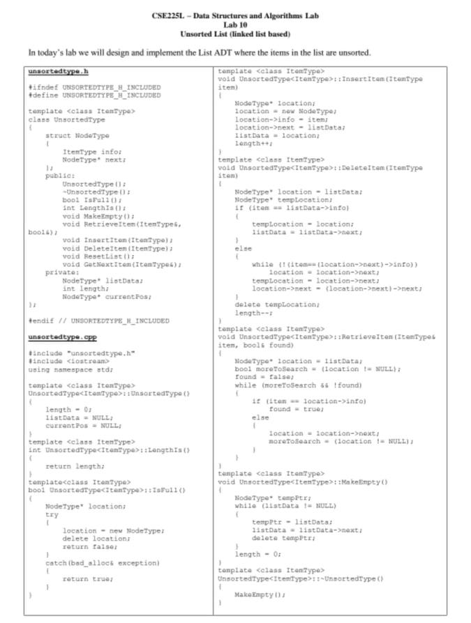 Solved CSE2251. - Data Structures and Algorithms Lab Lab 10 | Chegg.com