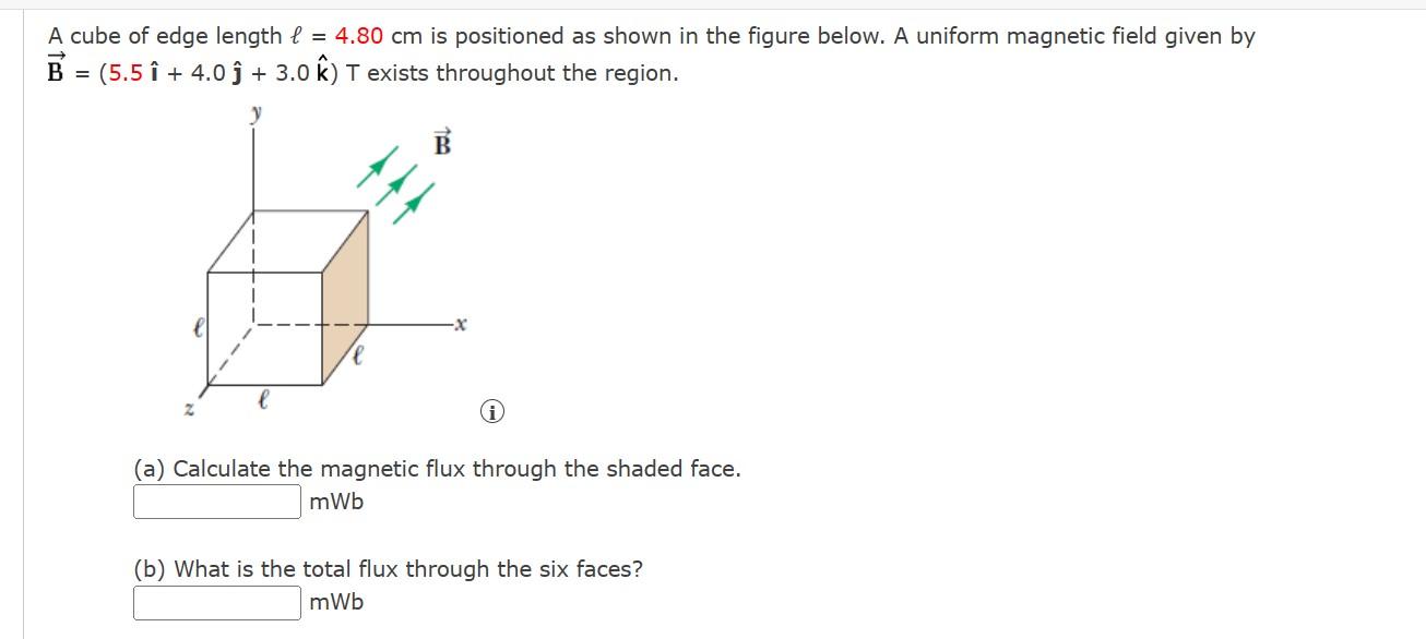 Solved A Cube Of Edge Length ℓ=4.80 Cm Is Positioned As | Chegg.com