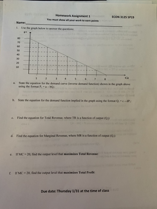 Solved Homework Assignment 1 You must show all your work to | Chegg.com