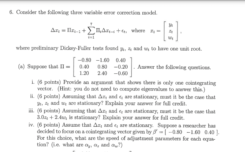 6. Consider the following three variable error | Chegg.com