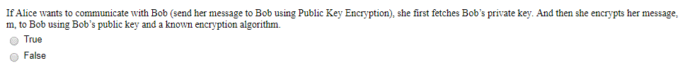 Solved If Alice wants to communicate with Bob (send her | Chegg.com