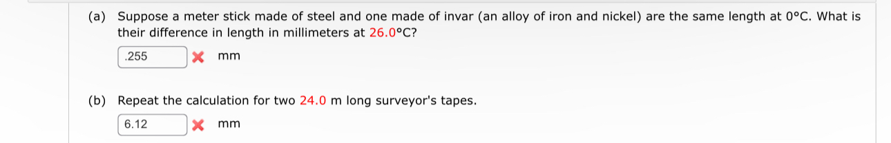 Solved (a) ﻿Suppose a meter stick made of ﻿steel and one | Chegg.com