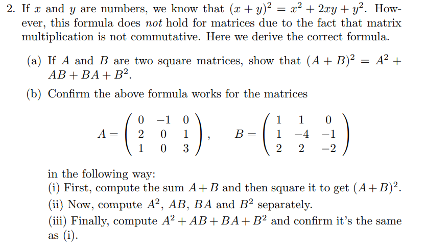 Solved 2 If X And Y Are Numbers We Know That X Y 2 X2 Chegg Com