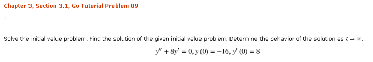 Solved Chapter 3, Section 3.1, Go Tutorial Problem 09 Solve | Chegg.com