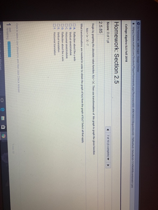 Solved -51 College Algebra SLS Fall 2018 Homework: Section | Chegg.com