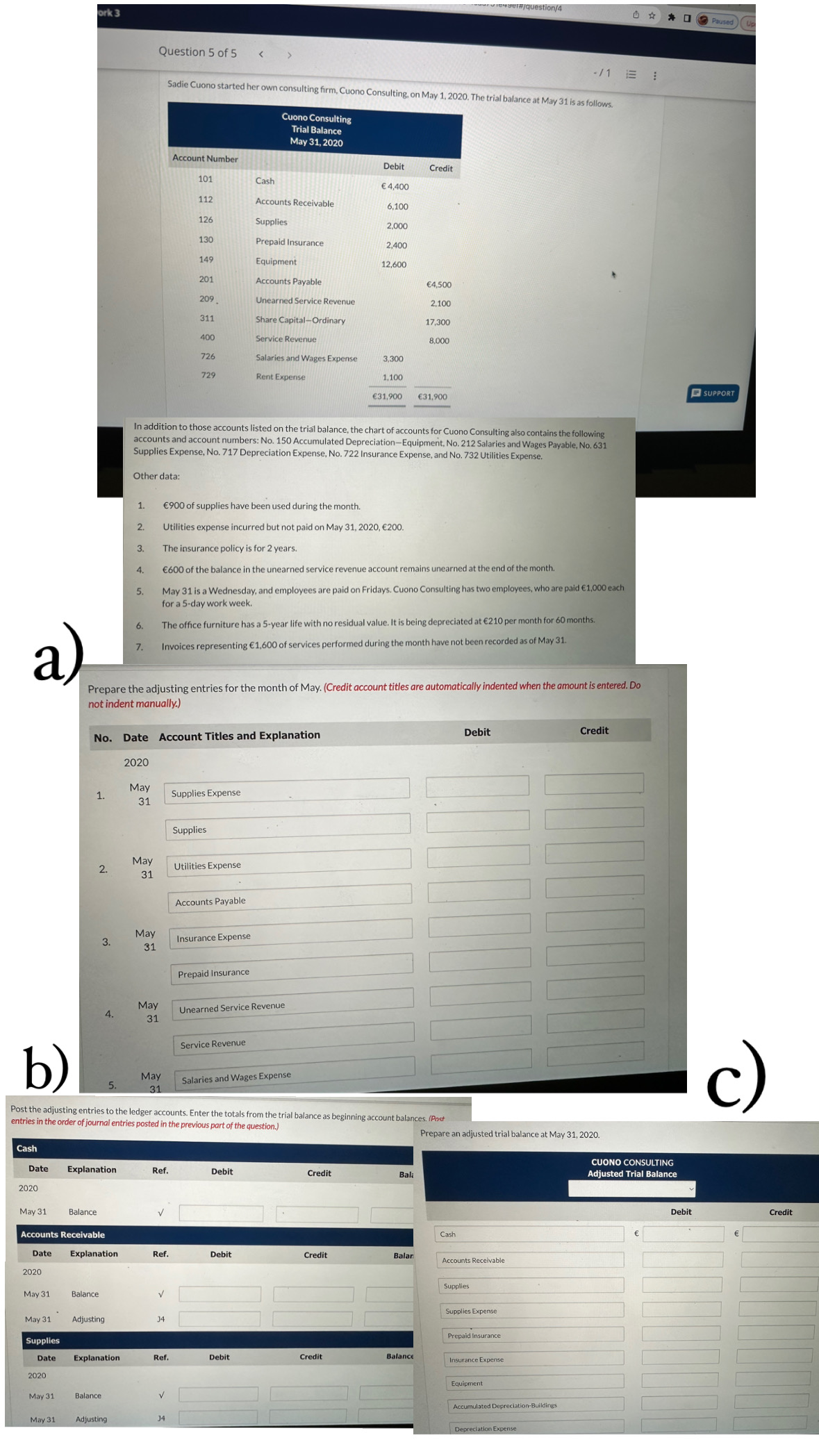 Solved A)b)c) | Chegg.com