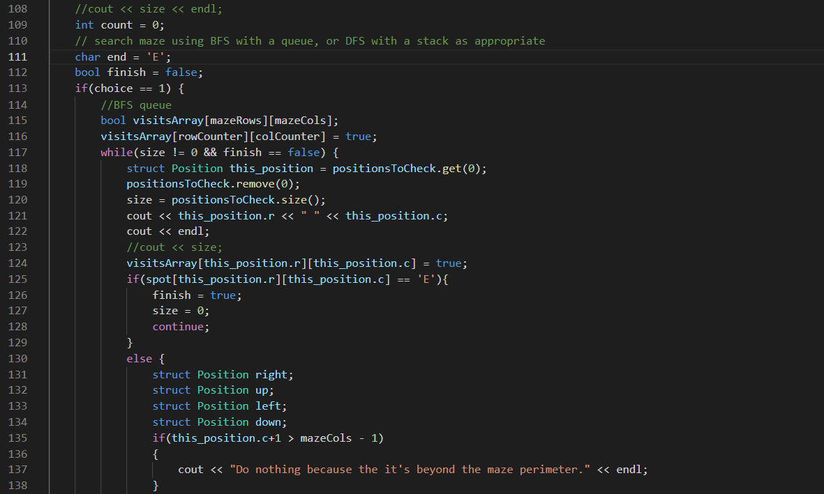 Solved I am using a 2-D array to represent a maze in C++. | Chegg.com