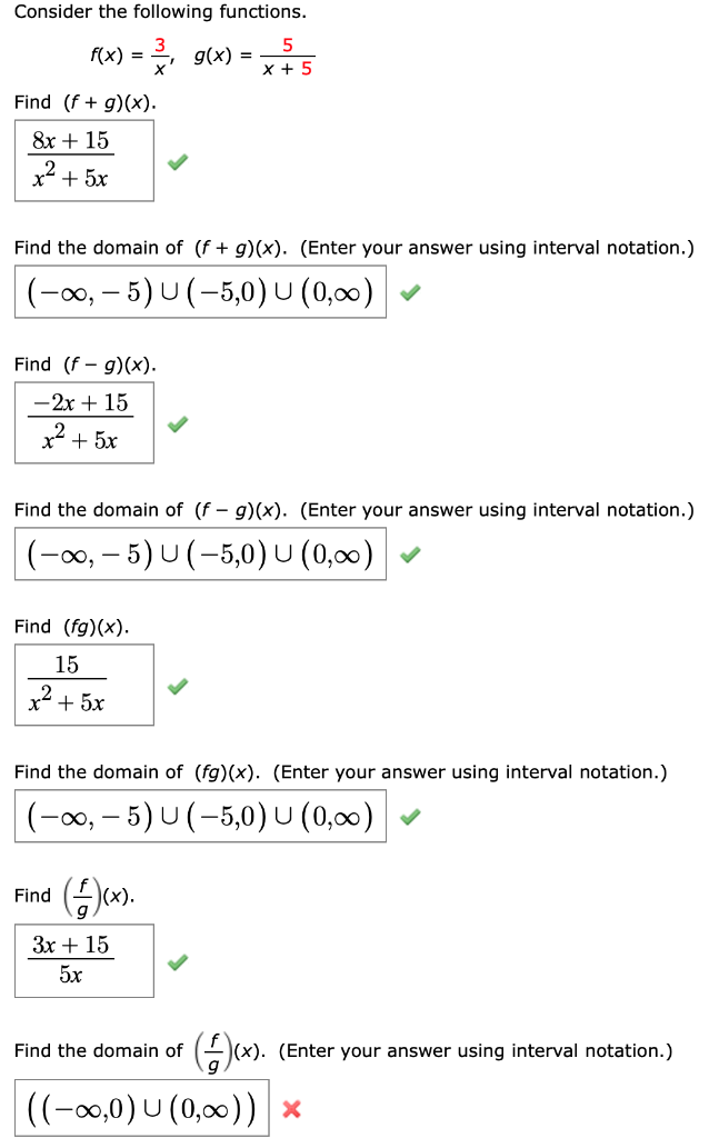 Solved Consider The Following Functions F X G X 5 X