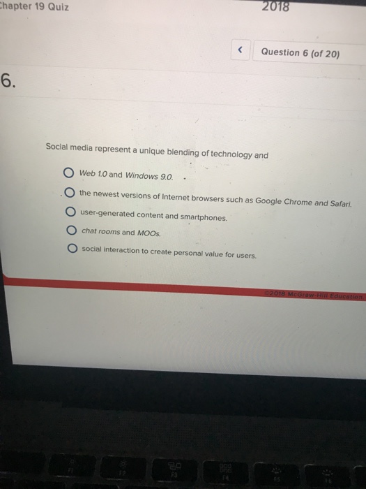 Solved hapter 19 Quiz Question 6 (of 20) 6. Social media | Chegg.com