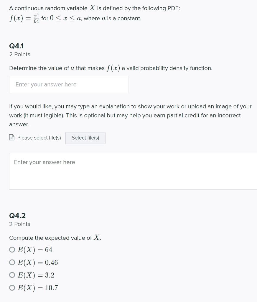 Solved A continuous random variable X is defined by the | Chegg.com