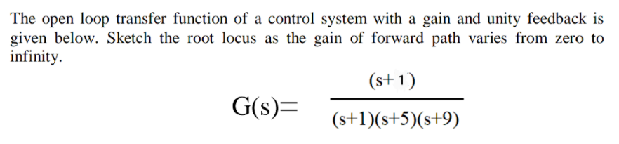 Solved The open loop transfer function of a control system | Chegg.com