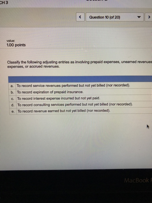 Solved Classify The Following Adjusting Entries As Involving | Chegg.com