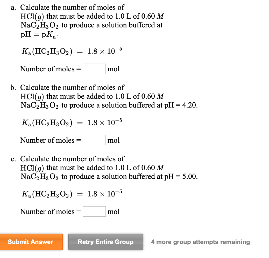 Solved A Calculate The Number Of Moles Of Hcl 9 That Mu Chegg Com