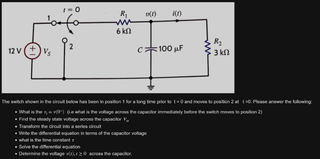 Solved The switch shown in the circuit below has been in | Chegg.com