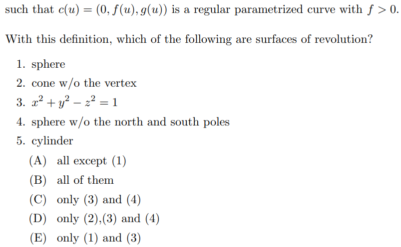 Solved 3 Surface Of Revolution A Regular Surface Admi Chegg Com