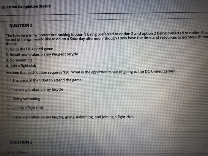 Solved Question Completion Status: QUESTION 2 The following | Chegg.com