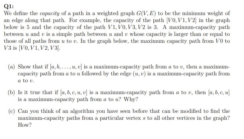 Q1 We Define The Capacity Of A Path In A Weighted Chegg Com