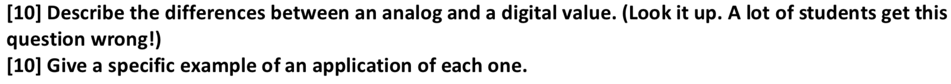 Solved [10] Describe the differences between an analog and a | Chegg.com