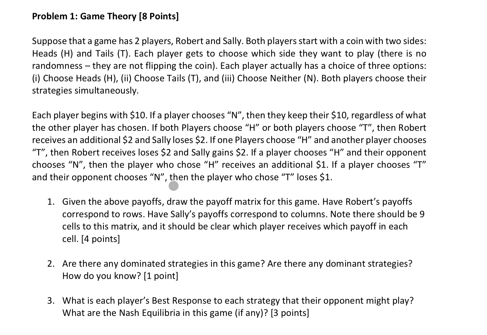 Solved Problem 1 Game Theory 8 ï Points Suppose That A Game Chegg Solved Problem 1 Game Theory 8 ï Points Suppose That A Game Chegg
