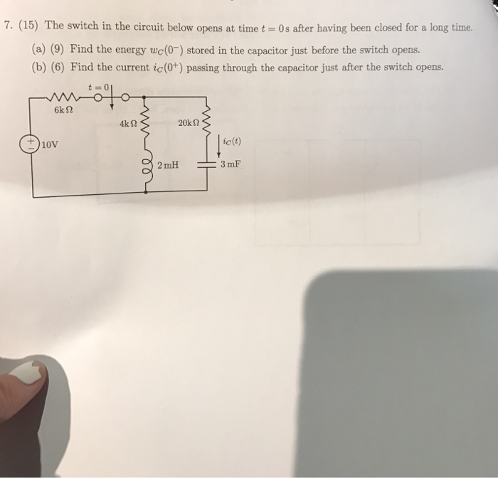 Solved The switch in the circuit below opens at time t = 0s | Chegg.com