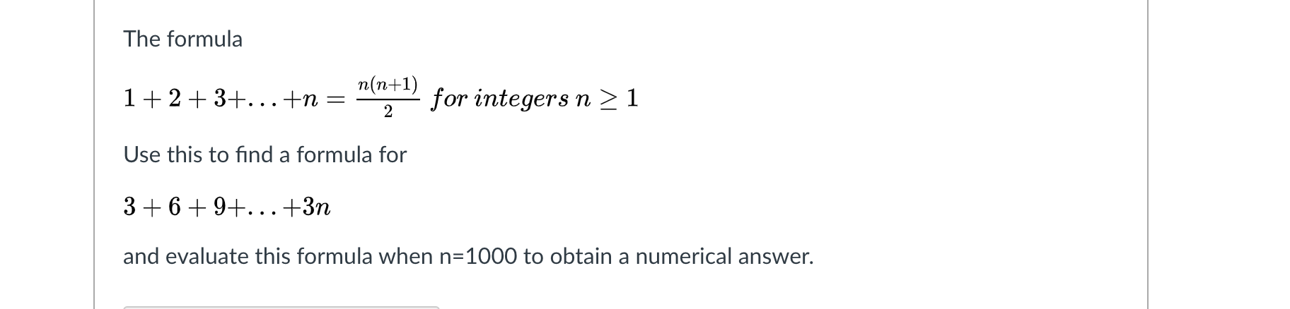 1 2 3 n 1 formula