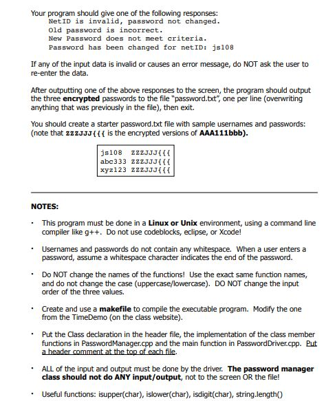 Your program should give one of the following | Chegg.com