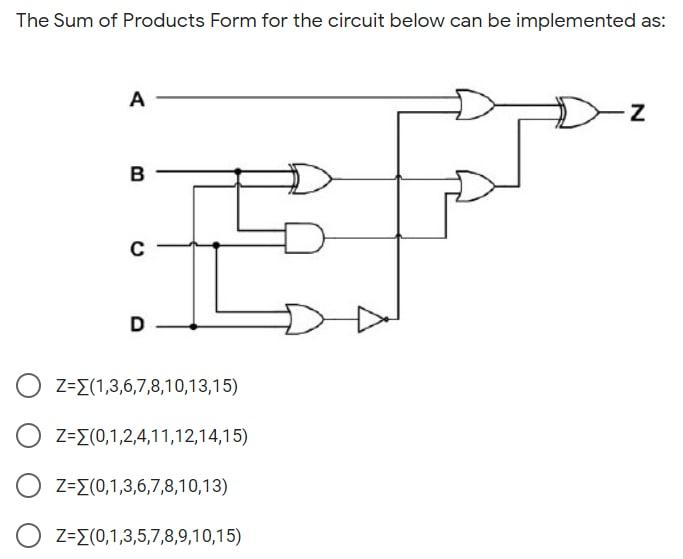 Solved The Sum of Products Form for the circuit below can be | Chegg.com