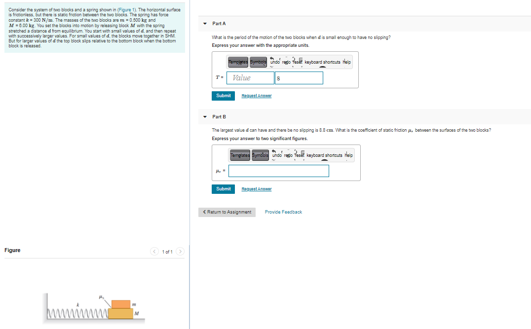 Solved Part A Consider The System Of Two Blocks And A Spring | Chegg.com