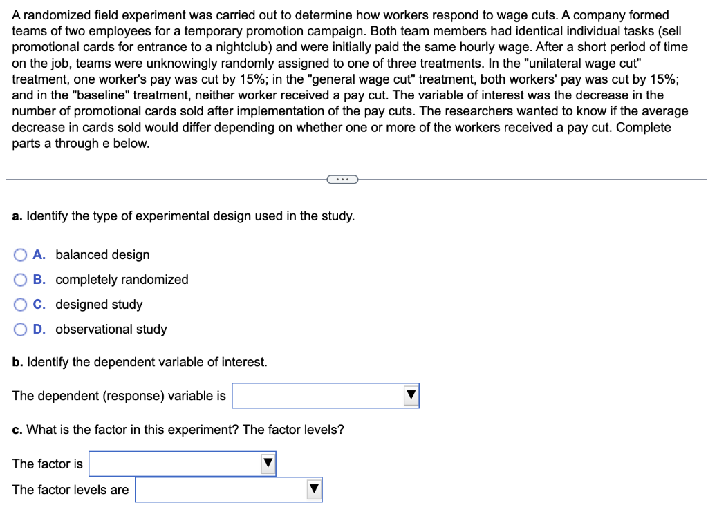 Solved A randomized field experiment was carried out to | Chegg.com