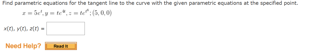 Solved Find Parametric Equations For The Tangent Line To The | Chegg.com