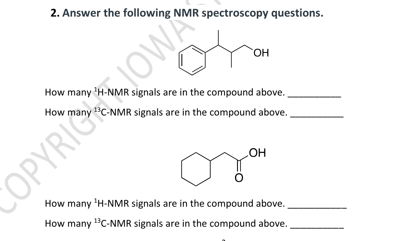 Solved Answer the following NMR spectroscopy questions.How