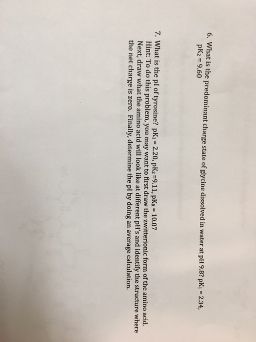 Solved 6. What is the predominant charge state of glycine | Chegg.com